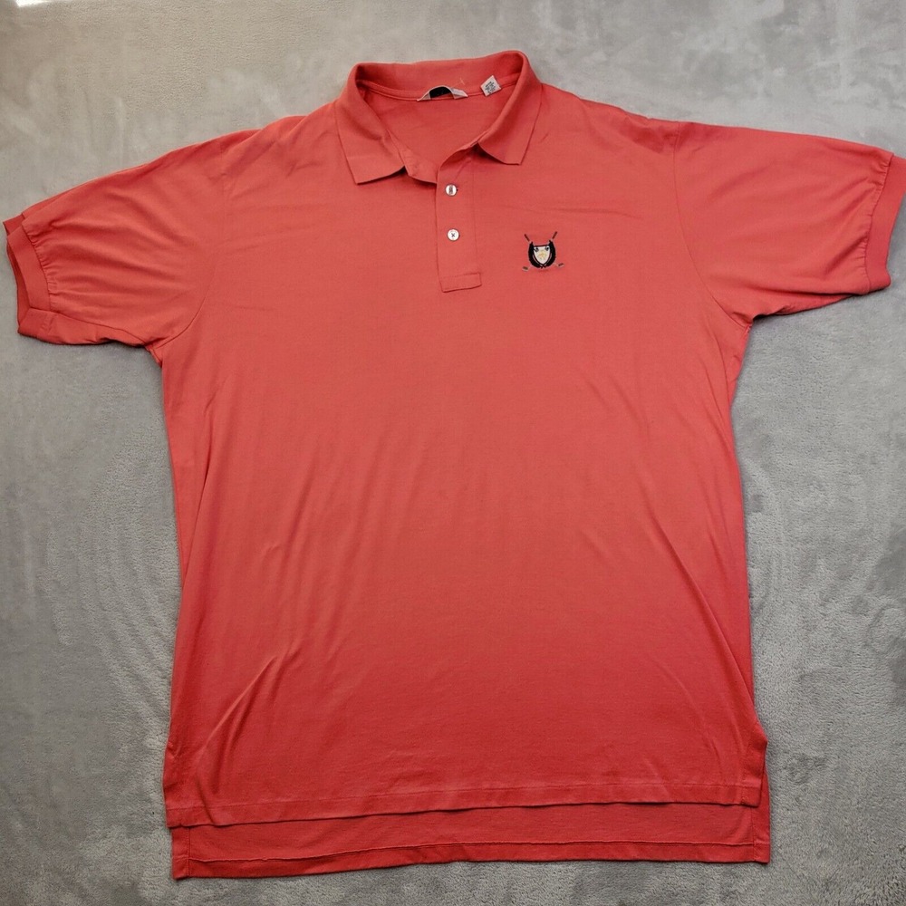 Brooks Brothers Shirt Mens XL Polo Golf Club Crest Patch Lisle Made In USA Adult